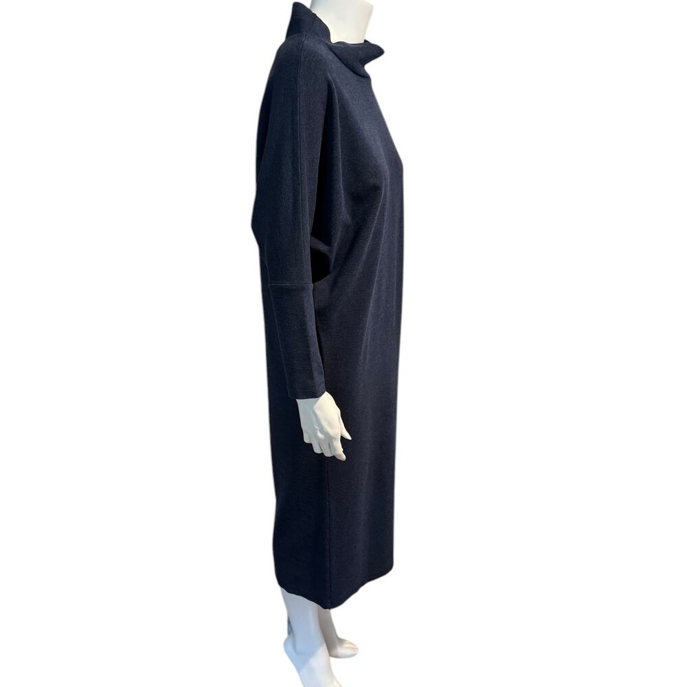 Bryn Walker Batwing Sleeve Jersey Knit Funnel Neck Midi Dress‎ Dark Blue Small - Picture 2 of 8